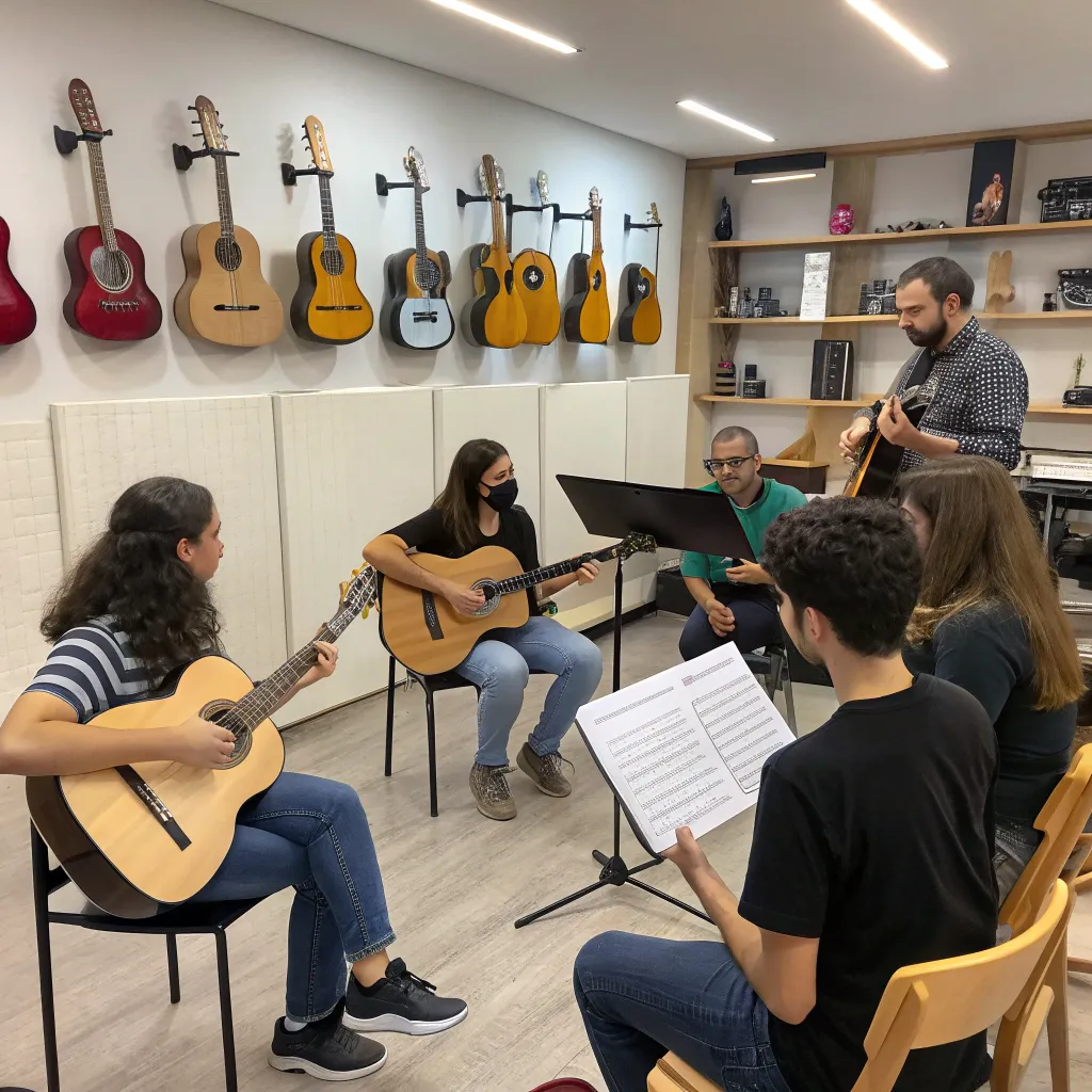Guitar class in session